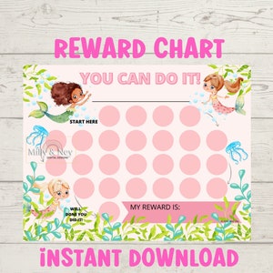 Printable Mermaid Reward Chart|Toddler Mermaid Chore Chart|Kids Reward Chart||Mermaid Behaviour Chart | Potty Chart|Girls Reward Chart