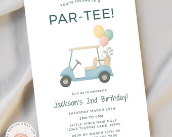 2nd Golf Birthday Invite, Kids Golf Birthday Party Invitation, Editable Template, Digital Download, Fun Sports Theme Invite for Kids