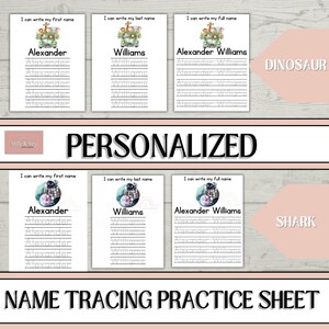 Personalized Name Trace Handwriting Worksheet Kids Printable - Etsy