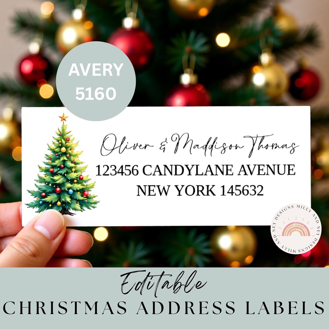 Christmas Return Address Labels Christmas Tree Personalized Envelope
