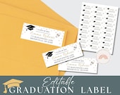 Graduation Address Labels Template, Editable Printable Labels for Grad Party, Digital Download Avery 5160, Class of 2025