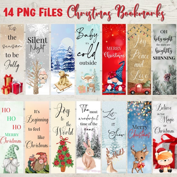 Christmas bookmark PNG bundle Christmas,  Bookmark Sublimation Designs, Bookmark printable set, Digital Download