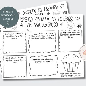 Muffins with Mom Printable, Editable Mother&#39;s Day Invitation, Fun Kid&#39;s Activity, Digital Download for Kids, Instant Mother&#39;s Day Craft