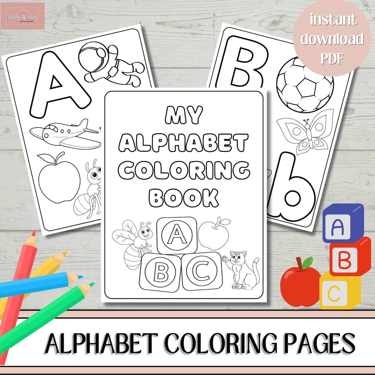 A to Z Alphabet Coloring Pages Pre School Pdf Coloring Pages With ...