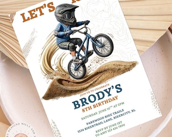 Mountain Bike Birthday Invitation, Boy's BMX Party Invite (Digital Download)