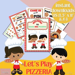 Pizza dramatic play, pretend play teacher, pretend play restaurant printable, pretend play menu, kids pretend play printables, dress up