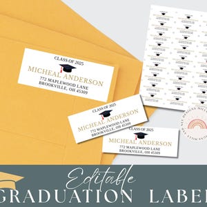 Graduation Return Address Labels Personalized, Graduation Cap Stickers