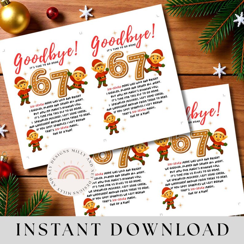 Elf Goodbye Farewell 6 7 Letter - Six Seven Meme 67 Ideas DIGITAL ...