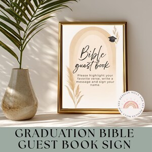Enseigne de livre d&#39;or de la Bible pour l&#39;obtention du diplôme, mettez en valeur votre verset préféré, décoration imprimable pour la célébration de l&#39;obtention du diplôme, décoration de signe de fête de remise des diplômes