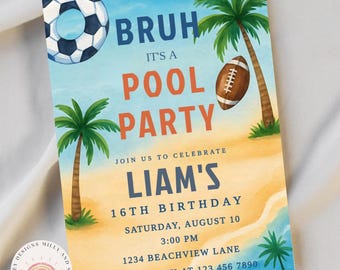 14. Geburtstag einladen Teen Boy, bearbeitbare digitale Vorlage für anpassbare Party Evite, 16. Geburtstagseinladung Teen Boy, Sofort Download