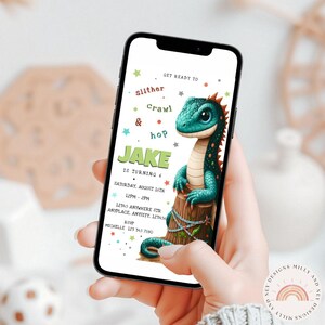 Reptile Party Invitation, Digital Editable Template for Kids, Printable Snake and Lizard Birthday Invite, Chameleon, Instant Download, Evite