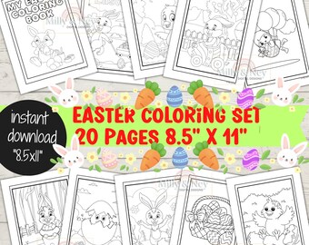 Descarga digital / Libro para colorear de Pascua / Huevo de Pascua / Feliz Pascua Svg / Coloración de Pascua imprimible / Descarga instantánea / 8.5 x 11