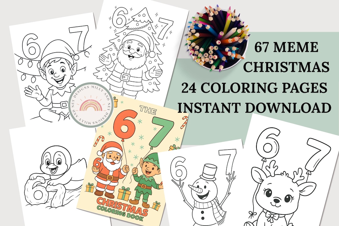 6-7 Christmas Coloring Sheets | Six Seven Meme Christmas Coloring Pages