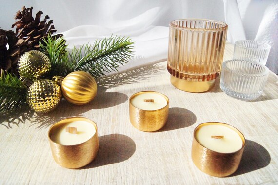 1.5 Metallic Gold Tea Light Candles, Unscented Candles, Tea Lights for  Table Decor, Home Decor, Dinner Candles 9 Pack 