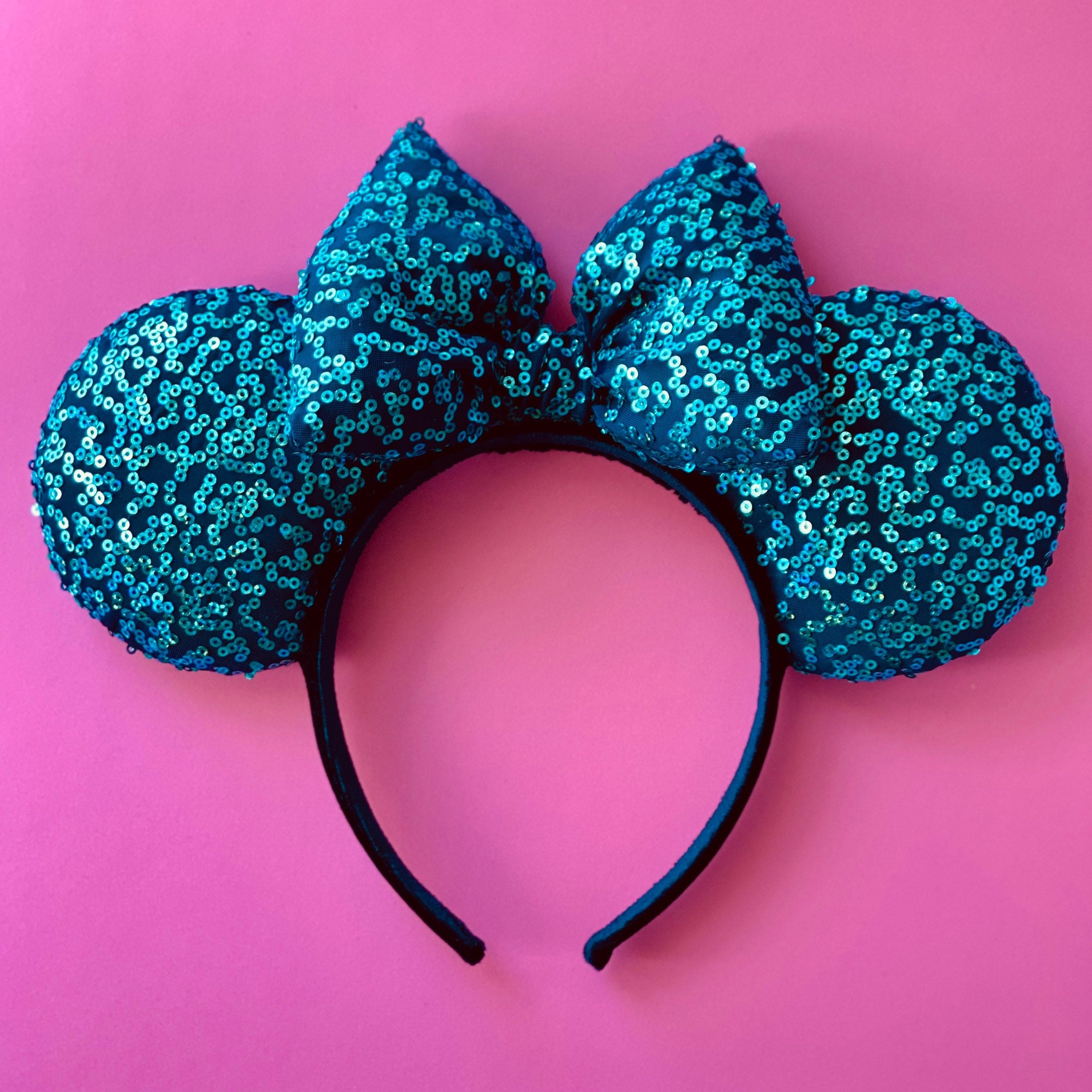 Disney Pink and Teal Sequin Minnie Mouse Ears Teal Minnie Ears - Etsy main image 4