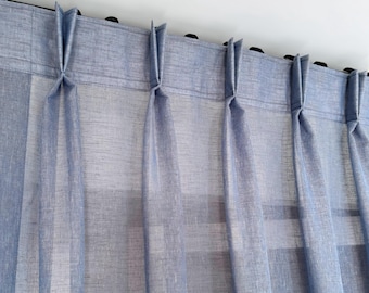 Pinch Pleated Linen Sheer Curtains | 52 Colors | Custom Drapes Elegant Curtains