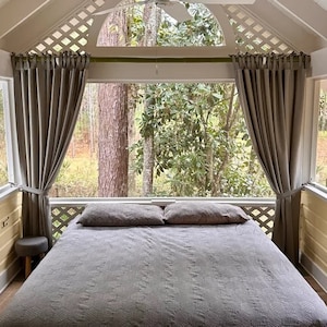 Linen Curtains - Tie Top / Tab Top - Custom Width, High Quality, and Durable Faux Linen Fabric