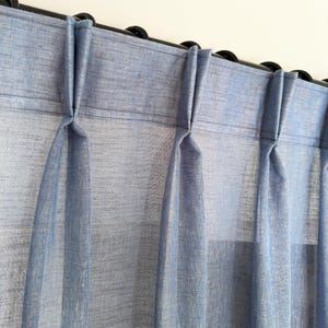 Linen Sheer Curtains: Custom Pinch Pleated Drapes, 52 Colors, Elegant Light-filtering Curtains