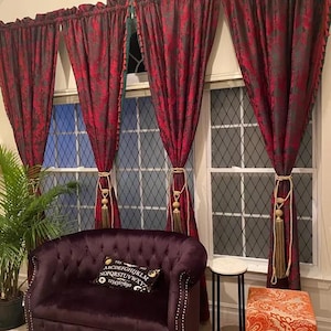 Luxury Velvet Damask Curtain Panel Set: Extra Long Drapes, A set of 50&#39;&#39; wide Curtains for Living Room