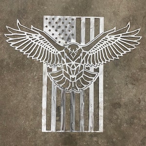 American flag Bald eagle metal sign