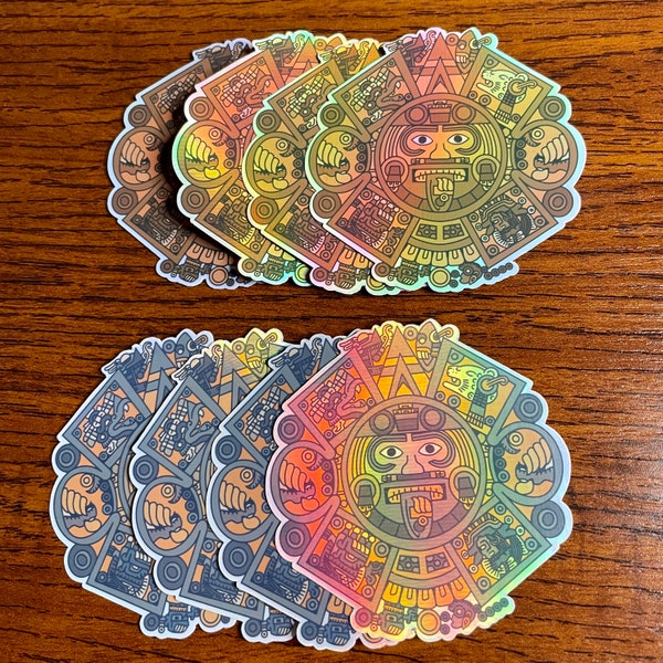 Holographic Aztec Calendar Vinyl Sticker- Medium/Small