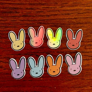 Paquete de pegatinas holográficas bad bunny conejo - XL\L\M\S\XS