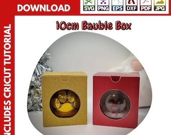 SVG 10cm Presentation Box for Baubles, Bath Bombs etc. A4 Digital Download cut file for Cricut