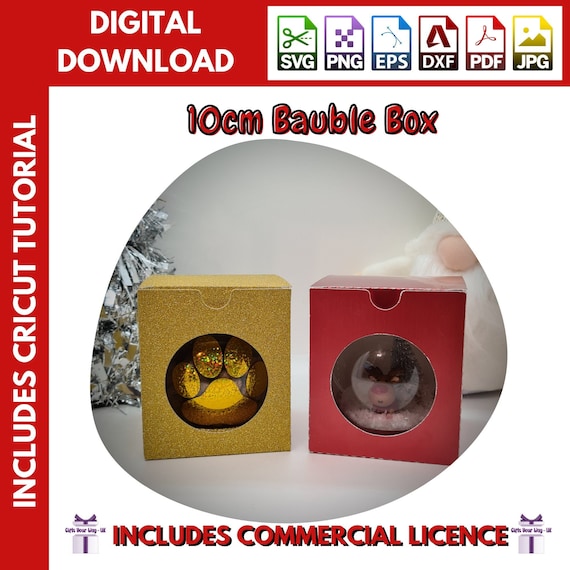 SVG 10cm Presentation Box for Baubles, Bath Bombs etc. A4 Digital Download cut file for Cricut