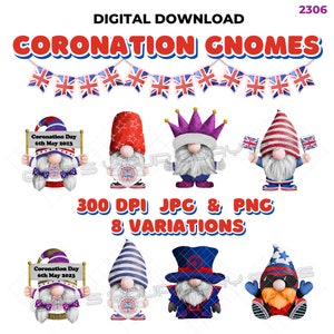 DIGITAL Gnomes King Charles Coronation Print Sublimation 2306