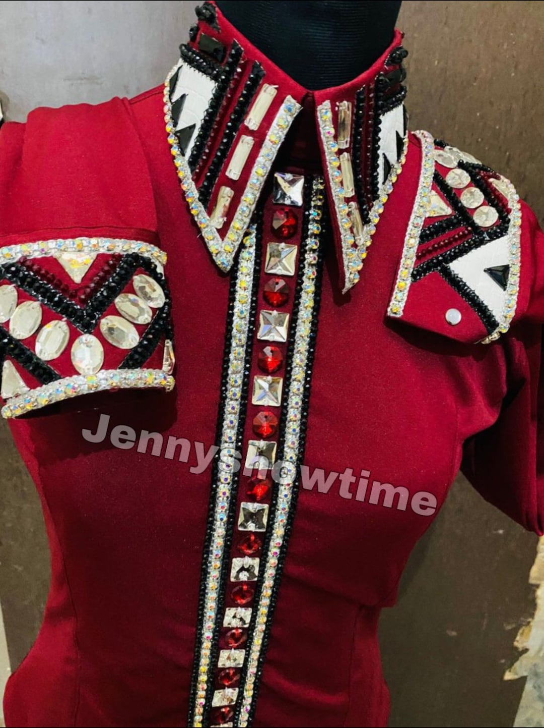 Women Horse Show Shirt Red Colour Stretchable,fabric Western Custom Rodeo Queen, Showmanship