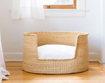 Hand-woven dog basket, Dog bed, Large dog bed, Small dog bed, Puppy // Wicker dog basket, Chihuahua basket - Frafra