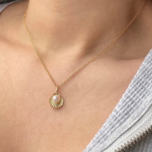 Gold Sea Shell Necklace, 14k Gold Filled Shell Necklace, Dainty Gold Necklace, Gold Shell Necklace, Tiny Seashell Necklace, Gifts for Her