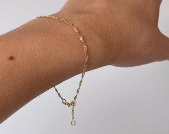 Delicate 10k Gold Chain Bracelet, Dainty Chain Bracelet, Simple Chain Bracelet, Thin Gold Chain, Bridal Gift, Minimalist Bracelet, Wife Gift