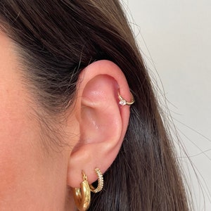 10k Gold Tiny Hoop Earrings, CZ Stone Hoops, Dainty Gold Huggies, Lightweight Small Gold Hoop Earrings, Tarnish Free Earrings, Gifts for Her