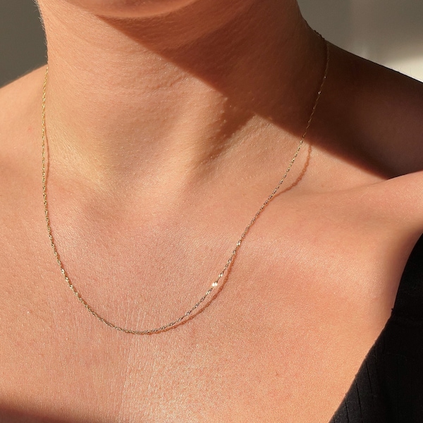 Delicate 14k Gold Chain, Dainty Chain Necklace, Simple Chain Necklace, Thin Gold Chain, Bridal Gift, Gold Layering Chain, Minimalist Chain