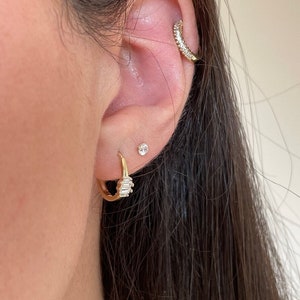 Petites créoles en or 10 carats, Créoles en pierre marquise CZ, Huggies en or délicats, Boucles d'oreilles en or légères, Boucles d'oreilles qui ne ternissent pas, Créoles de mariage