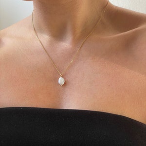 14k Gold Filled Real Pearl Necklace, Single Pearl Necklace, Small Pearl Pendant, Tiny Pearl Pendant Necklace, Bridal Jewelry, Gifts for Mom