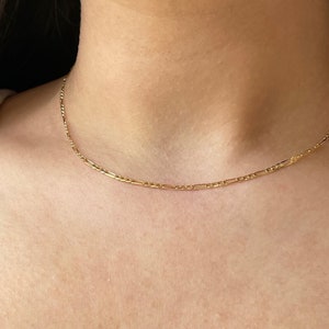 10k Gold Figaro Chain, Figaro Necklace for Women, Gold Link Chain Necklace, Minimal Layering Necklace, Dainty Figaro Necklace, Gift for Her