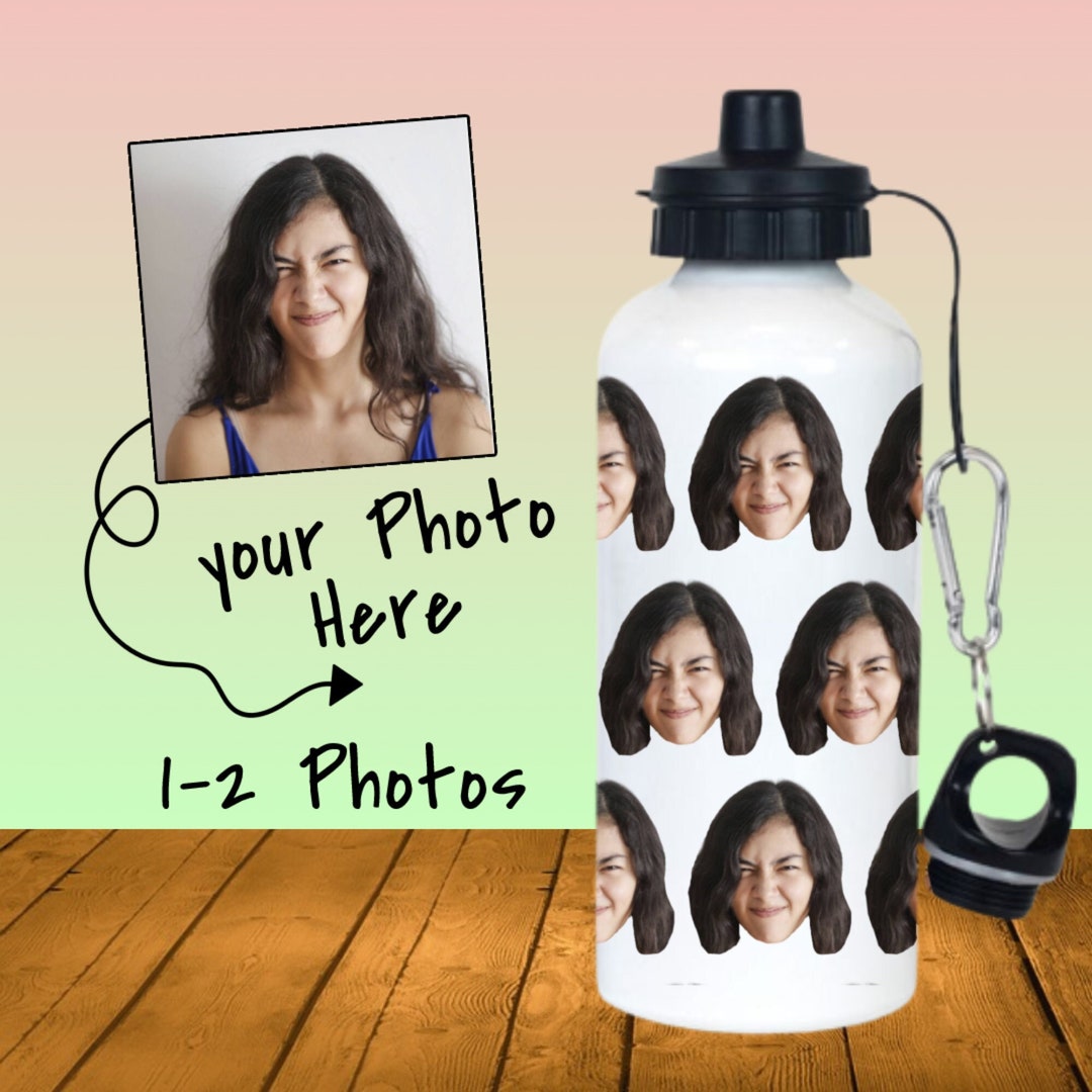 Custom Face Water Bottle 20oz Custom Water Bottle With Photo Face on Water Bottle Duallid