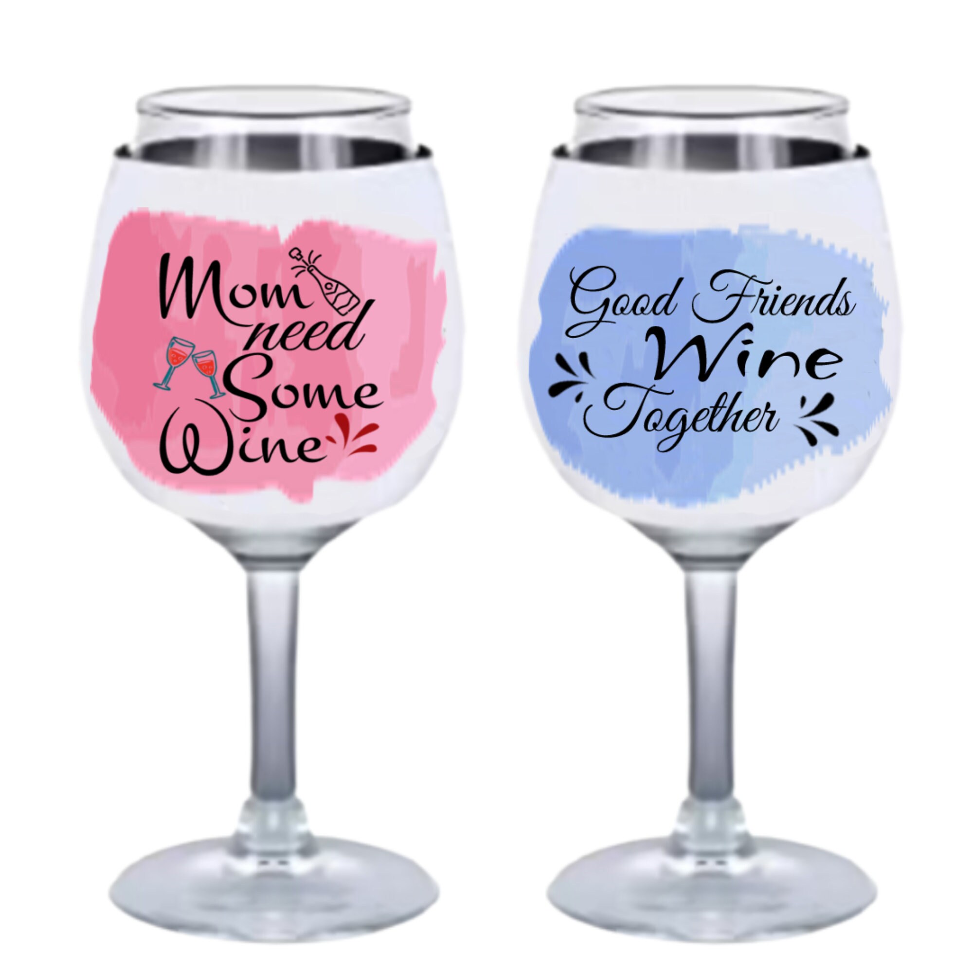 Two Pieces of Custom Wine Glass Chiller, Wine Glass Cover, Wine Glass