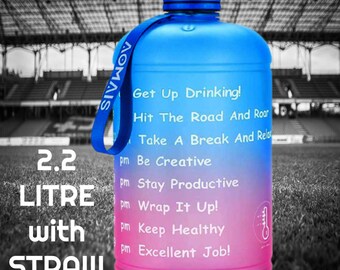 AOMAIS Half Gallon Water Bottle with Motivational Time Marker, Leak-Proof, Wide Mouth, BPA Free Water Bottles for Sports Gym Fitness Work
