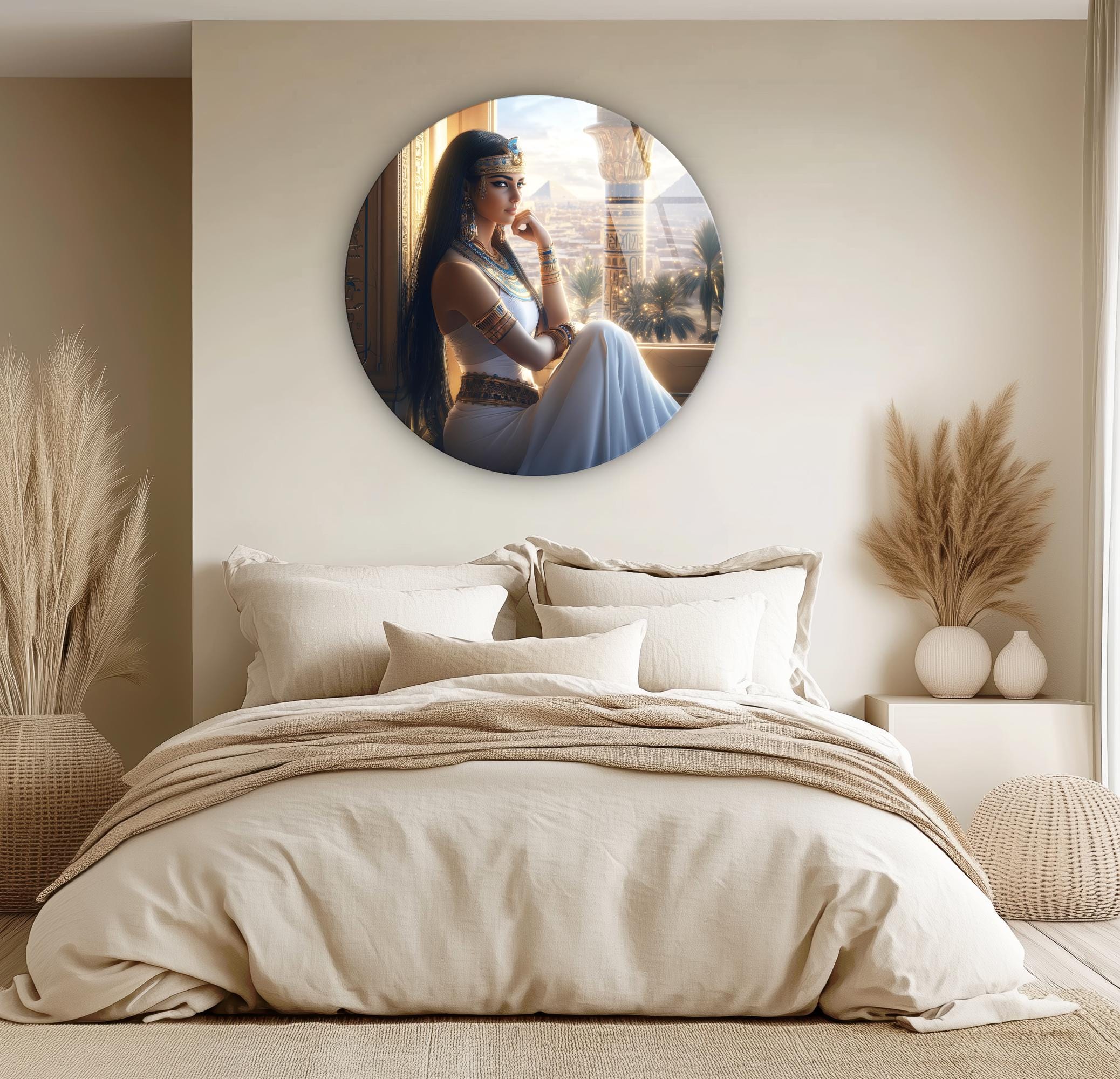 Hathor Wall Art, Deity Hathor Egyptian Goddess Tempered Glass Wall Art ...