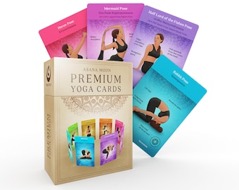 Yoga Cards, Asana Card, Flashcards, Yoga Gifts for Her, Yoga Gifts for Women, Yoga Poses, Yoga Deck For Beginners and Teachers by Asana Moon