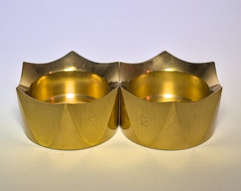 Pair of "Näckros" Water Lily brass candleholders by Skultuna - 1960s - Swedish Design