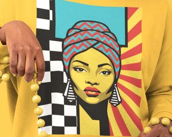 Modern Geometric African Lady Headwrap Sweatshirt