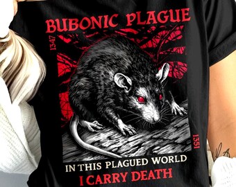 Black Death Bubonic Plague Sweater | Gothic Rat Shirt | Grunge Horror Mouse Top | Oversized Emo Rat Hoodie | Plus Size Goth Clothing