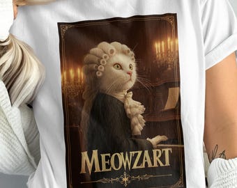 Meowzart T-Shirt, lustige Katze, Mozart Katze Sweatshirt, Hoodie, Klavier Katze, Musikliebhaber, Katzenliebhaber Geschenk, klassische Musik, wunderlich, einzigartiges T-Shirt