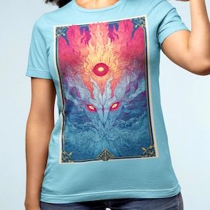 Infernal Eye Flame T-Shirt | Dark Anime Shirt | Plus Size Gothic Apparel | Japanese Grunge Manga Tee | Horror Vision Top XS to 5XL