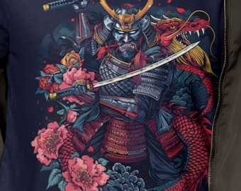 Samurai Dragon Battle T-Shirt | Japanese Warrior Mythology Tee