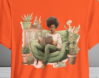 Black Woman Reading T-Shirt | Afro Chic Plant Lover Tee
